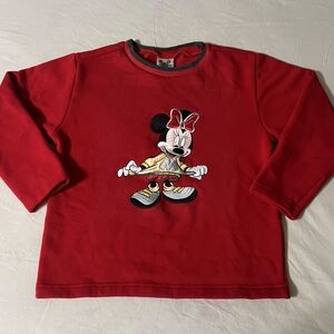 Vintage Disney Red Girls Minnie Mouse Embroidered Sweatshirt #y2k